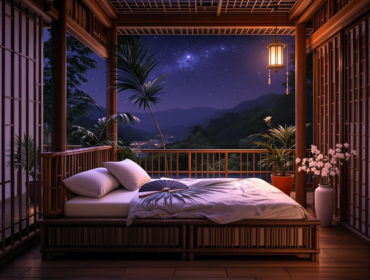 夏天的竹床和蒲扇 - 八哥网 夏天的竹床和蒲扇